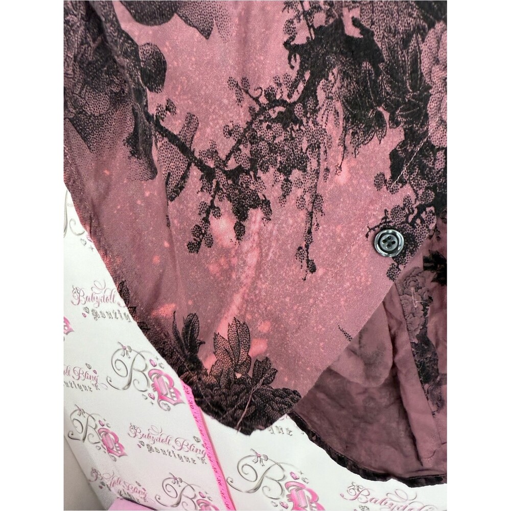 Atlanl Tshirt Button Up Dusty Red Floral Short-Sleeve Button-Down Shirt — image 6 of 8